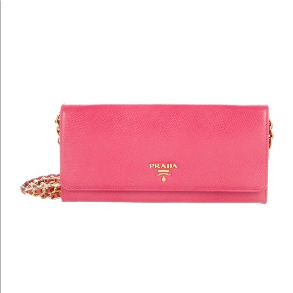Prada Saffiano metal wallet on chain